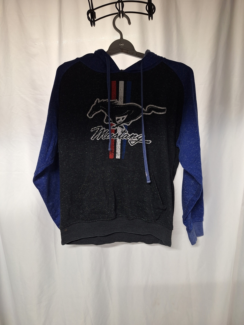 Logo Pullover Hoodie - Black with Blue Sleeves